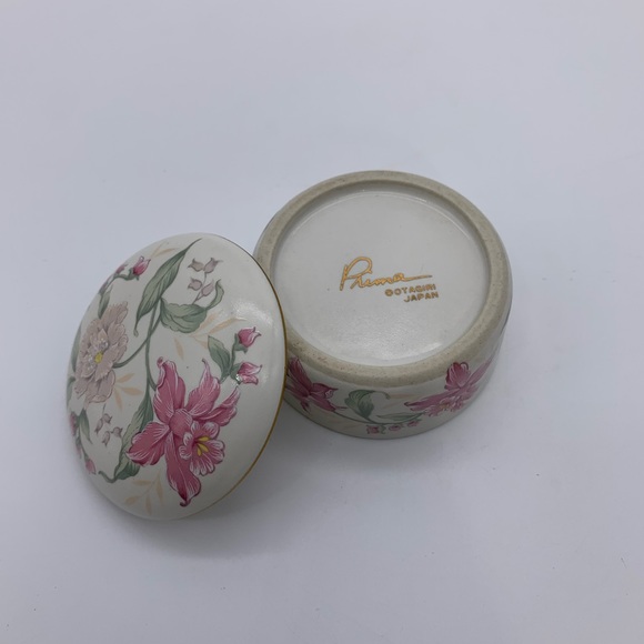 Vintage Prima Otagiri Japan Porcelain Pink White Floral With Gold Rim TrinketBox - Picture 10 of 12